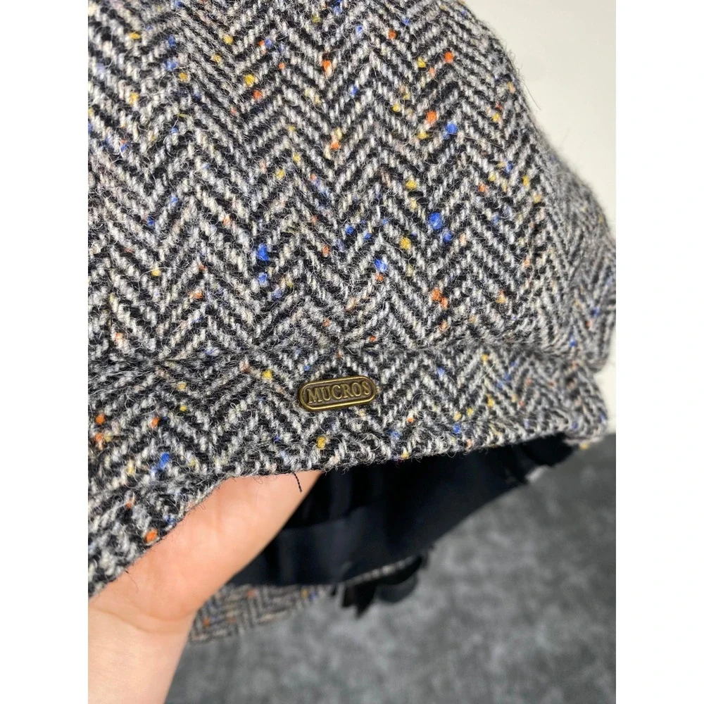 Mucros Weavers Herringbone Ireland Wool Newsboy Cap Grey